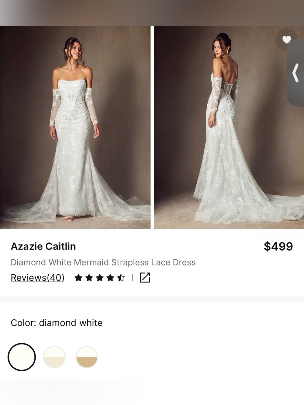 Azazie Caitlin Wedding Dress in Diamond White